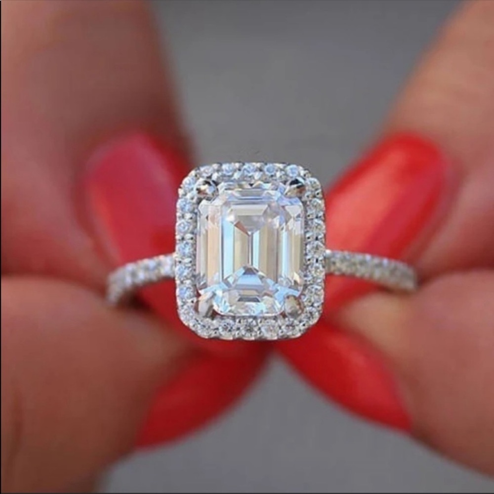 New 18k gold plated white sapphire engagement ring